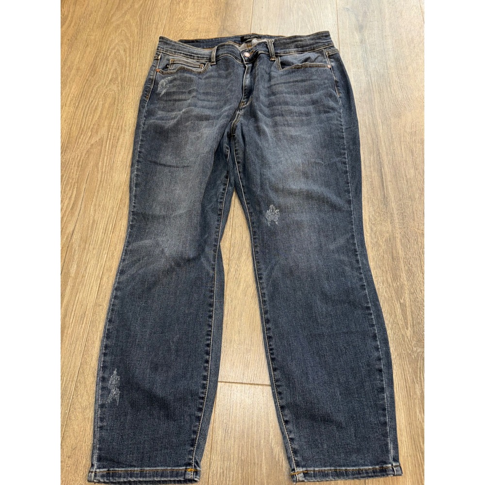 Judy Blue Relaxed Fit Distressed Dark Wash Jeans 18W Short High Rise Stretch
